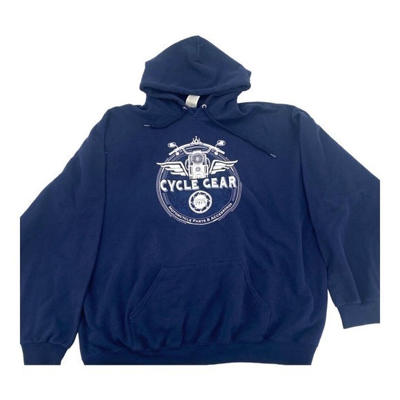 3XL Cycle Gear Dark Blue Hoodie Jerzees Cotton Polyester Blend‎ - Picture 1 of 7